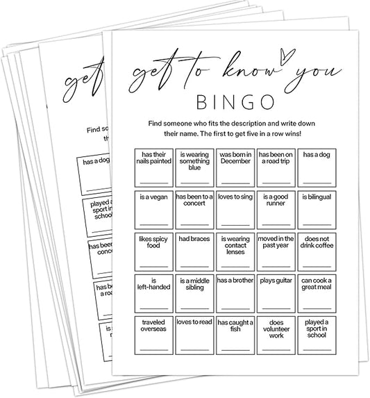 Sahjzk Office Bingo Cards, 25 Unique Randomized 5x7 Sheets, Get to Know You Bingo Game for Adults, Ice Breaker Office Party Games, Team Building Games for Work, High Replay Value - B005