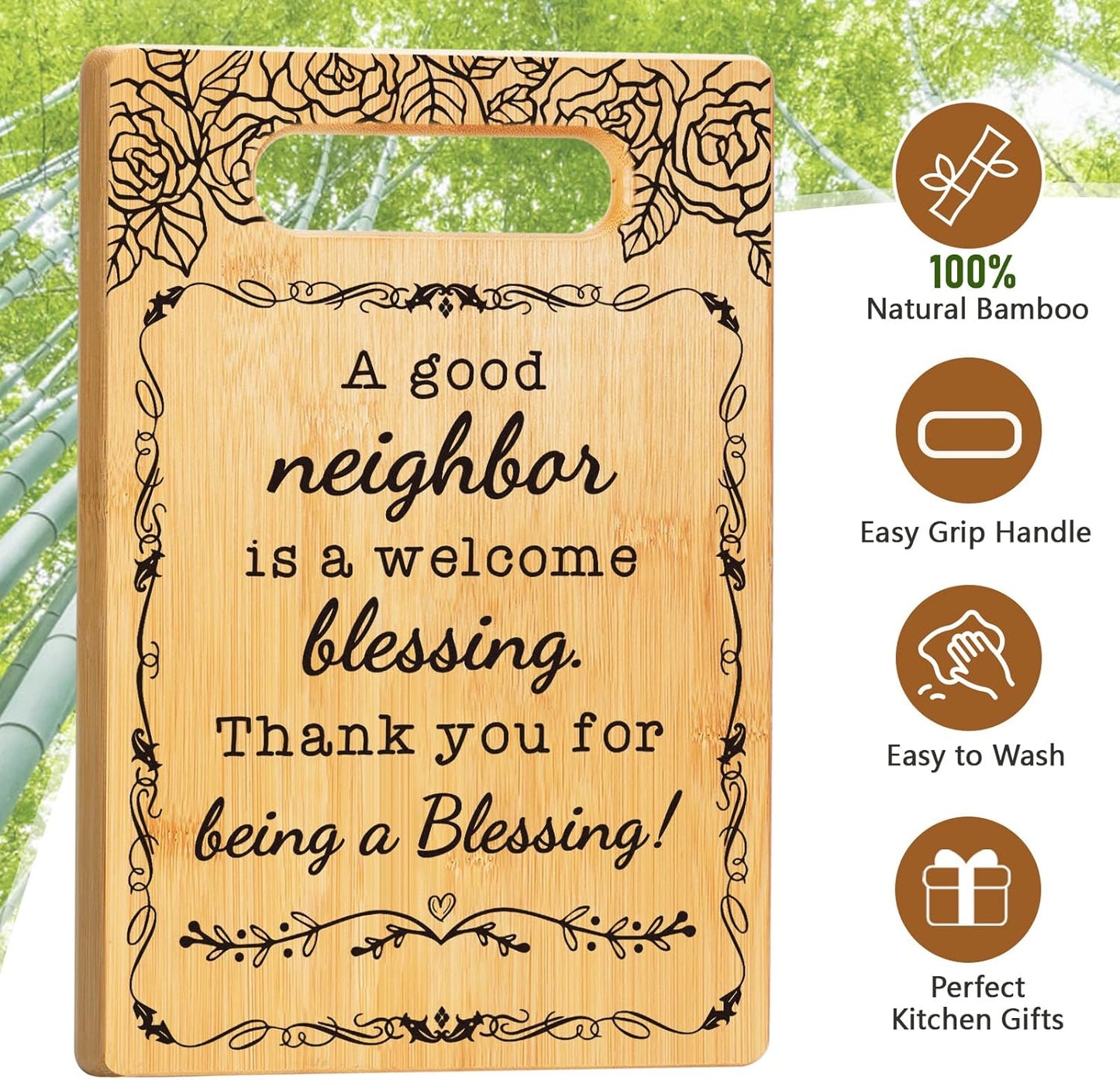 Neighbors Gifts, Thank You Gift for Neighbors, Housewarming Gift for Neighbors, Christmas Gift for Neighbors, Welcome Neighbors Cutting Board Set Gift, A Good Neighbor is a Welcome Blessing