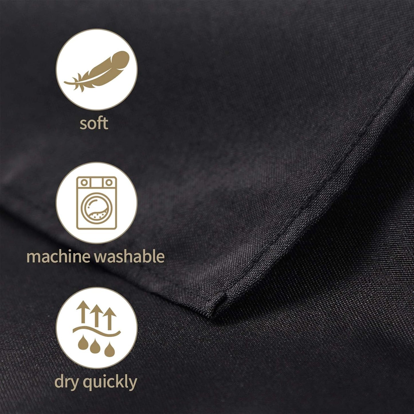 Ascoza 2 Pack 132 Inch Black Round Tablecloth in Polyester Fabric for Wedding/Banquet/Restaurant/Parties
