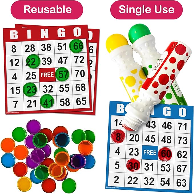 Cardiva Bingo Cards, 500 Unique Bingo Sheets (5 Colors, 4x4) – Disposable or Reusable Paper Bingo Cards for Large Groups, Parties, Classrooms, Events & Senior Game Nights – Tear-Off Pad-Bound Design