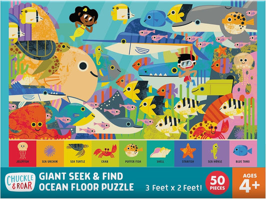 Chuckle & Roar Educational 50 PC Floor Puzzle Giant Seek & Find Ocean