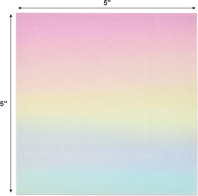 Gift Boutique 100 Count Pastel Rainbow Cocktail Beverage Napkins Disposable Paper Ombre Dessert Napkin for Summer Spring Birthday Party Supplies