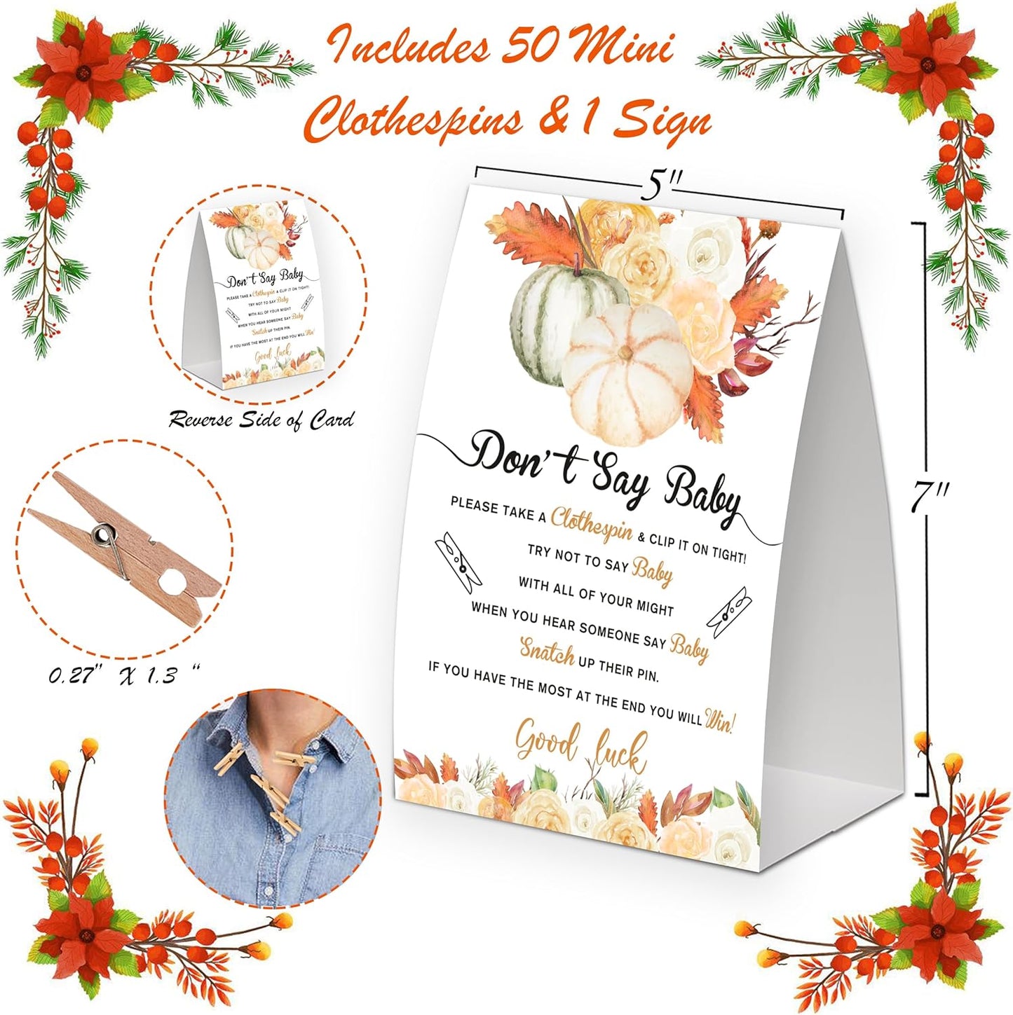Little Pumpkin Shower Decorations,Don't Say Baby Baby Shower Game,Gender Neutral Baby Shower Decorations,Small Clothespin Game,Baby Shower Ideas,Baby Shower Games 50 Guest,Fall Party Games
