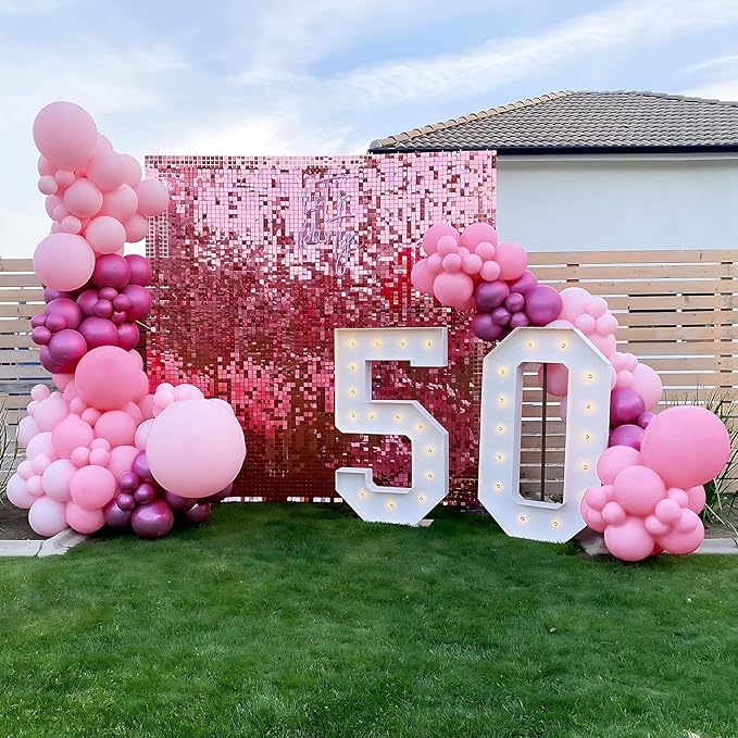Kelfara Pink Balloons Metallic Hot Pink Balloons 60PCS 12inch Light Pink Dark Magenta Pink Latex Balloons for Grils Birthday Princess Baby Shower Wedding Party Supplies Decoration