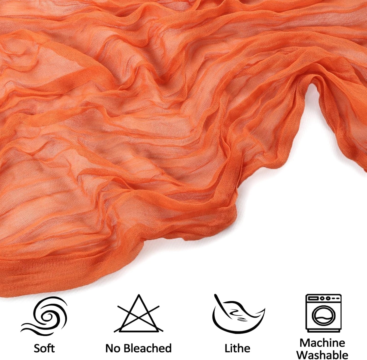 6 Pack 10FT Fall Table Runner Orange Cheesecloth Table Runner 35x120 Inch Gauze Rustic Boho Cheese Cloth for Thanksgiving Wedding Decor Birthday Party Holiday Baby Shower Centerpiece Decoration