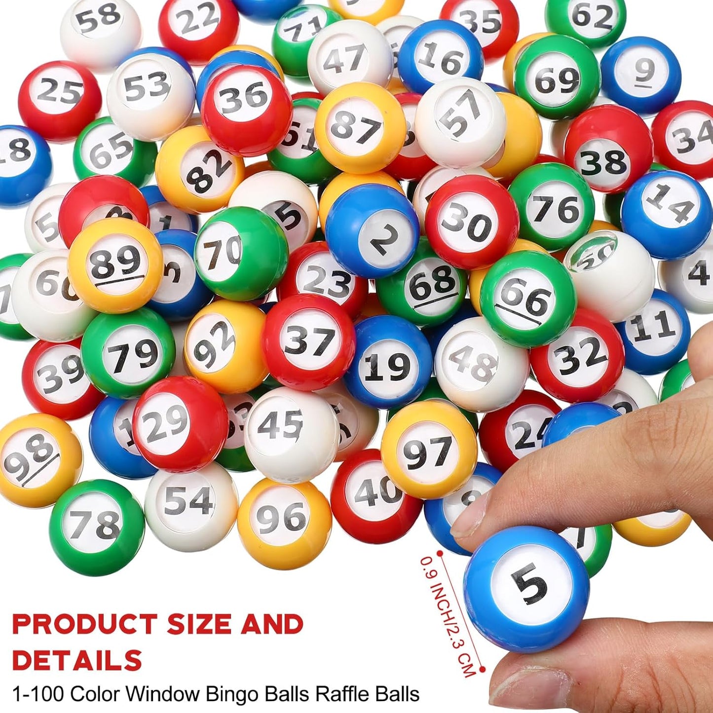 Poen 101 Pcs Lottery Bingo Game Set Include 12 Inch Cage 1-100 Numbers 0.9 Inch Window Balls Raffle for Game Night, Large Group Activities(Excluding Bingo Board)