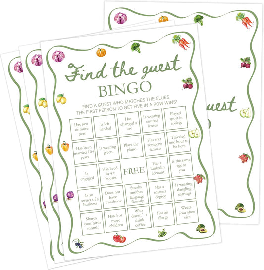 Locally Grown Baby Shower Games, Farmers Market Find The Guest Bingo Game for 30 Guests with Game Cards, Gender Reveal, Baby Shower Supplies & Decorations (DV40)