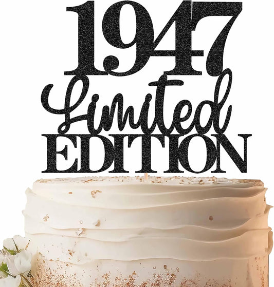 Limited EDITION 1947 Cake Topper - Black Glitter Happy 78th Birthday Party Cake Decoration Supplies, Cheer to 78 Years Cake Bunting Decor for 78th Birthday Party Photo Booth Props
