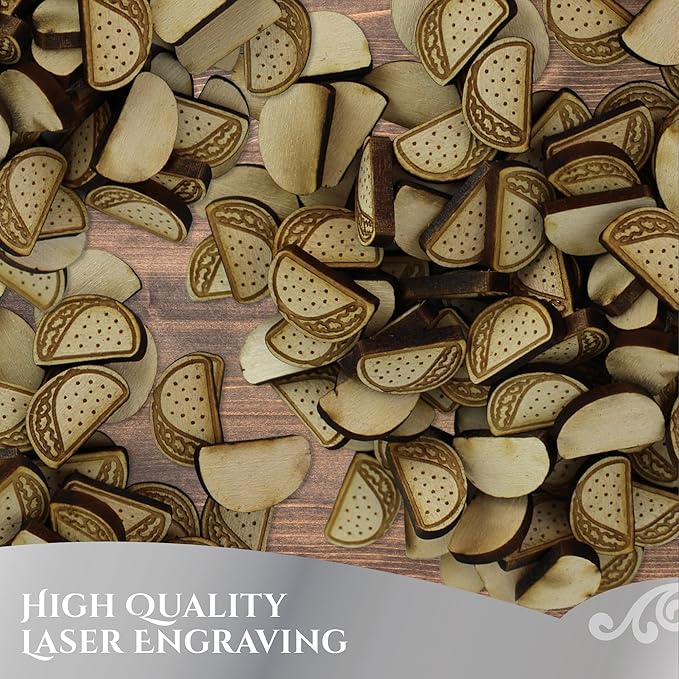 Confetti - Engraved Wood - Rustic Wooden Wedding Decor Party Table Scatter Decorations (Taco)