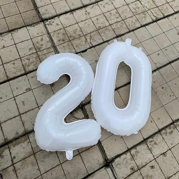 White Number 40 Balloon 40 inch, Translucent 40 Number Balloons, 40th White Birthday Decorations for Women Men, 40 Year Old Party Supplies