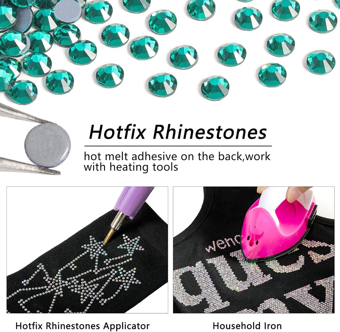Beadsland Hotfix Rhinestones, 288pcs Flatback Crystal Rhinestones for Crafts Clothes DIY Decoration, Blue Zircon, SS30, 6.3-6.5mm