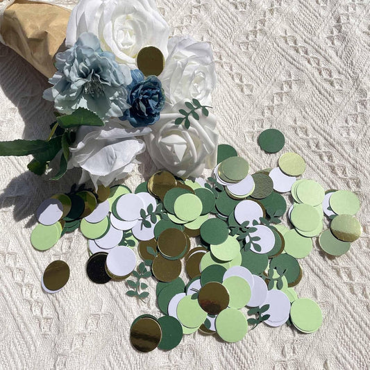 200 Pcs Party Confetti, Greenery Gold Eucalyptus Confetti, Safari Baby Shower Decorations, Green Branches Scatter Table Decorations, Forest Party Decor, Bridal Shower Decor, Wedding Confetti