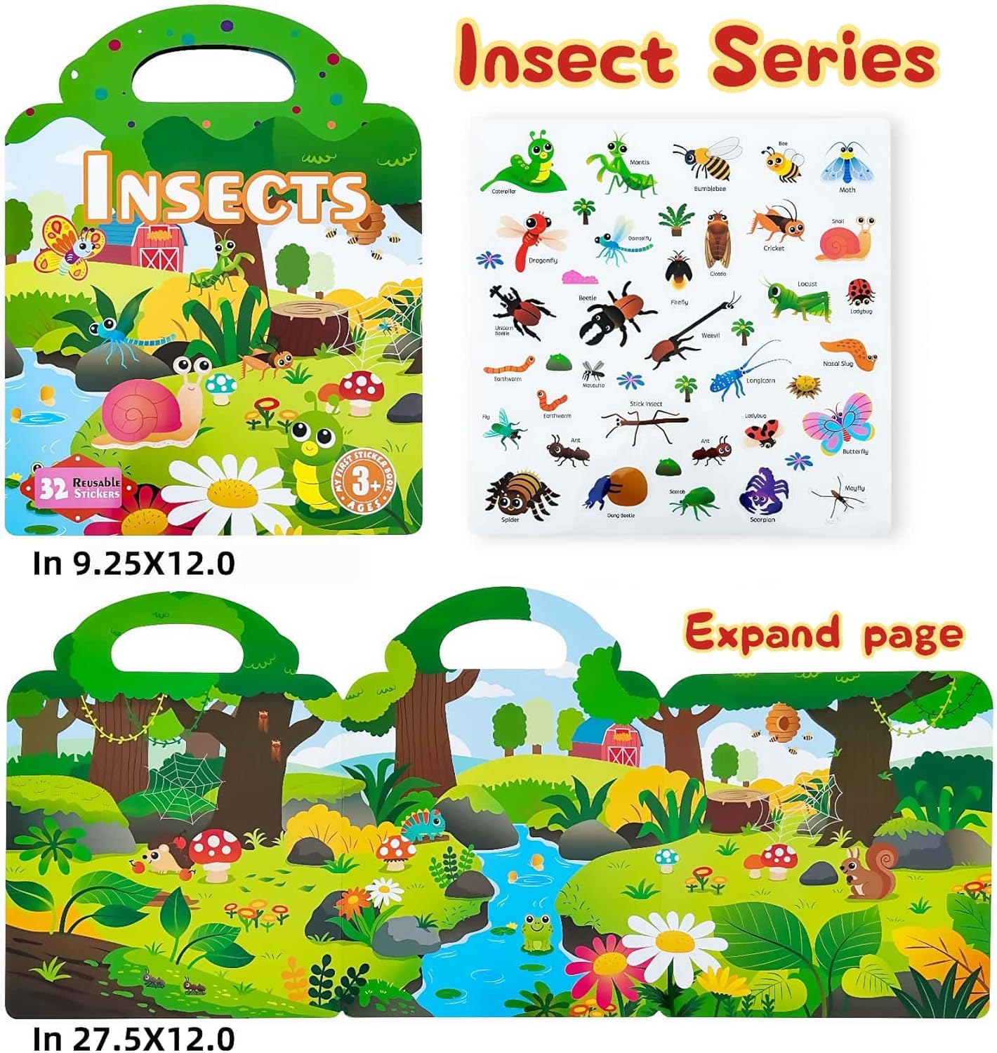 2 Sets Reusable Sticker Book for Toddlers 3+ Years - Waterproof Sticker Books for Kids, Travel Toys with Stickers for Kids, Perfect for Restaurant & Plane Use, Birthday Gifts for Girls Boys