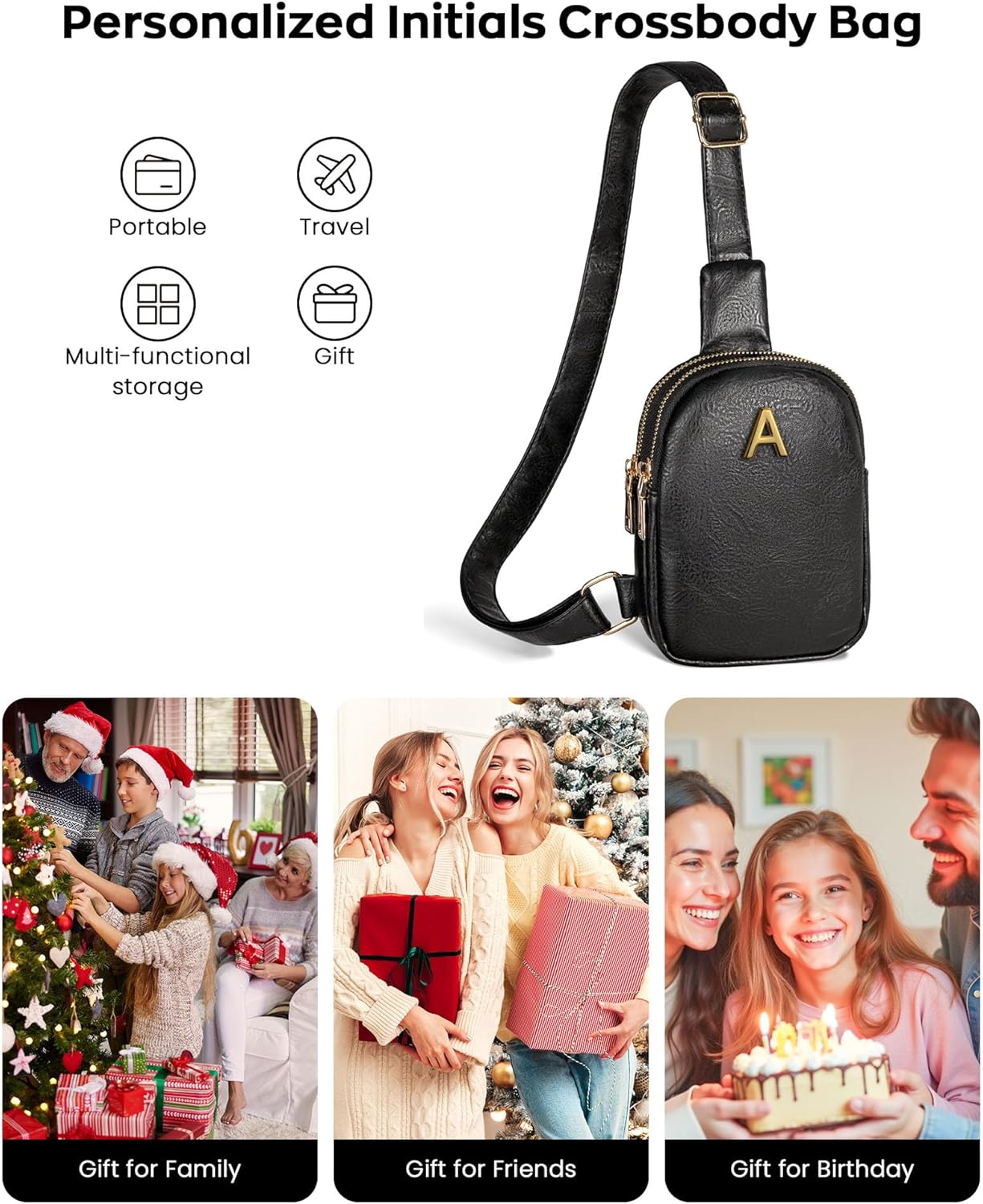 Gifts for Women Teen Girls, Monogram Mini Crossbody Bags for Women Girls, Personalized Graduation Teacher Gifts, Over The Shoulder Bags, Phone Purse for Daily Essentials, Sister Gifts