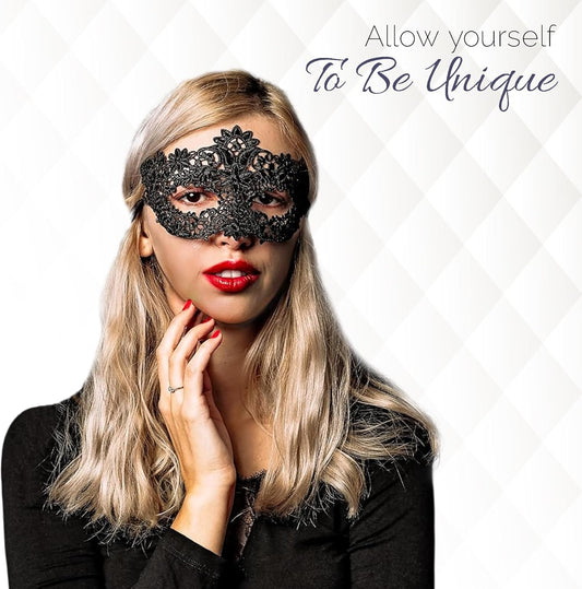Masquerade Mask for Couples Women and Men - 3 Pack Venetian Gold and Black Lace, Mardi Gras Mask