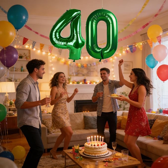 40 Inch Balloon 30 Number, Happy 30th Birthday Decoration for Her Him, Dark Green Foil Number Balloons for Celebration Engagement Memorial Day's Big Event Supplies