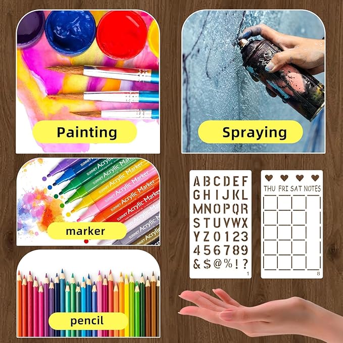 36 Pieces Journal Stencils for Bullet Dot Journaling Notebook Scrapbook, 4 x 7 Inch Planner Stencil DIY Drawing Templates Accessories Supplies Kit for Planners Cards Decorations (Journal)