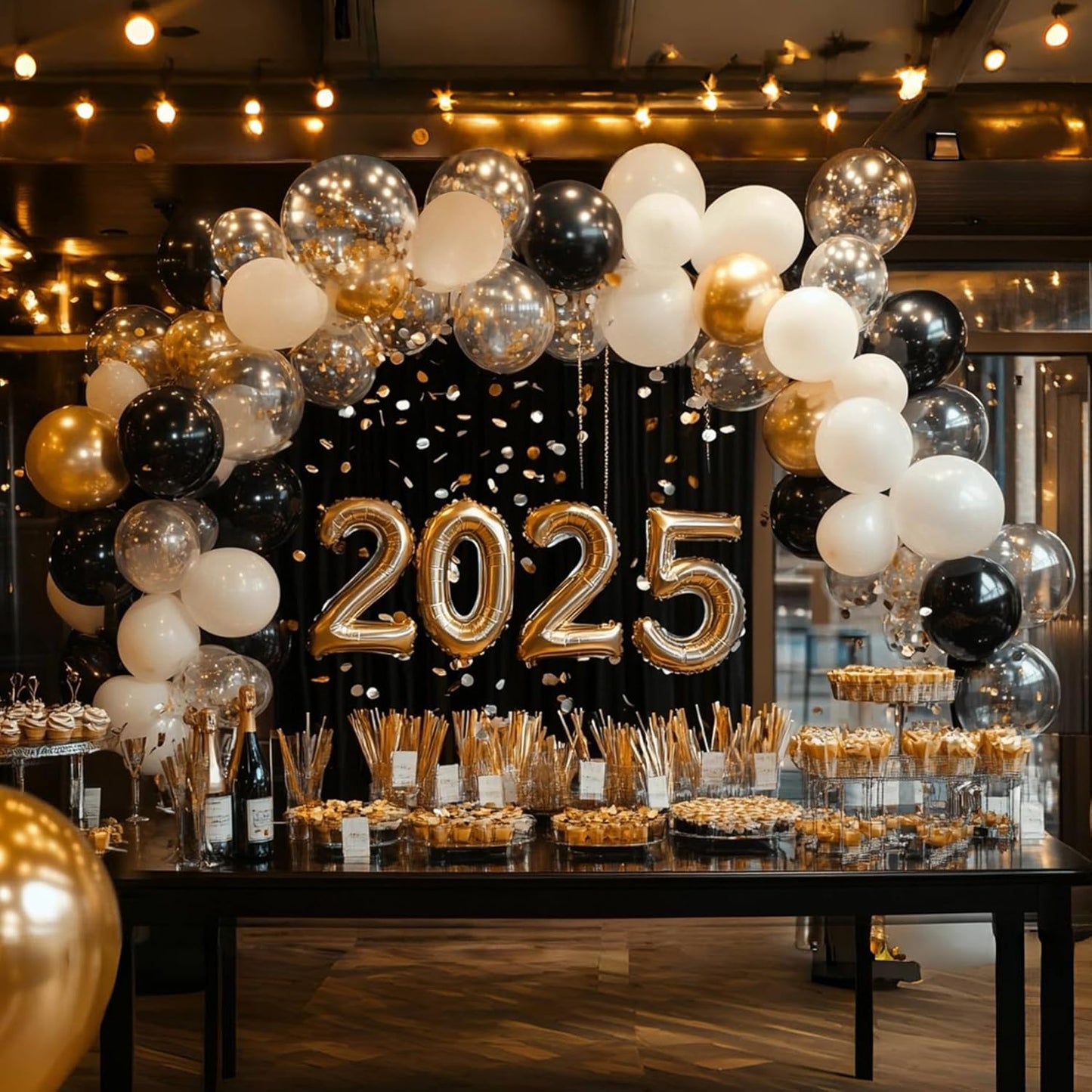 Black and Gold Balloons, 55 Pcs 12 Inch Metallic Gold Balloons Black Balloon Gold Confetti Latex Balloon for Birthday Party Graduation Decoration Baby Shower New Years Wedding Anniversary