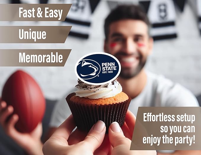PSU Party Supplies for Football, Birthday Gift, Graduation Party Banner and Cake Toppers (42 Pieces) (Penn State Nittany Lions)