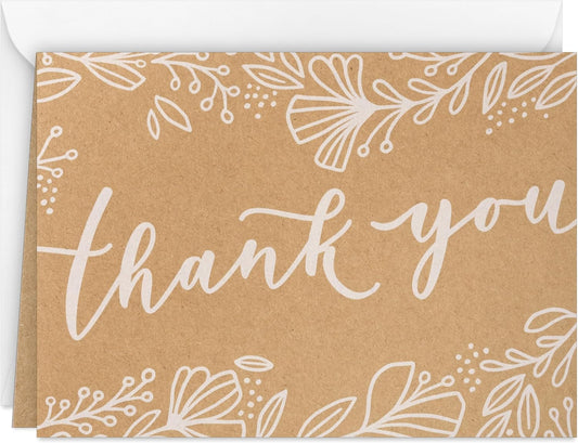 Hallmark Bulk Kraft Thank You Notes (100 Blank Cards with Envelopes) for Weddings, Engagement Parties, Bridal Showers