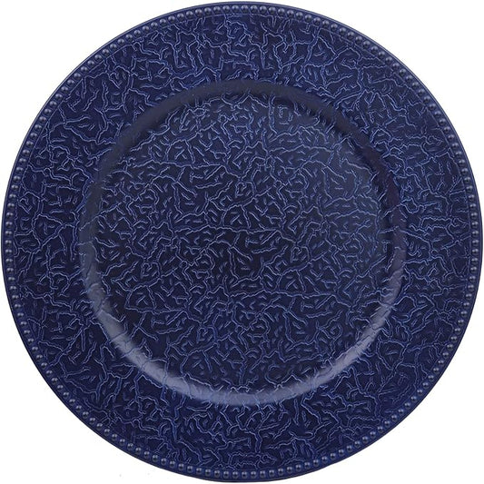 Navy Blue Charger Plates with Beaded Rims, Set of 6 Plastic Wedding Bulk Plate Charges for Dinner Plates, Table Decoration, Holiday, Thanksgiving, Christmas.