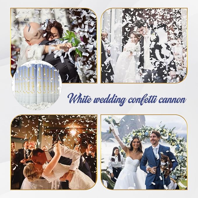 Confetti Poppers White Confetti Cannon 12 Pack Party Poppers Biodegradable12inch Wedding Party Confetti Bulk Streamer Confetti Cannon Launches up to15-25ft for Christmas Birthday Graduation New Year