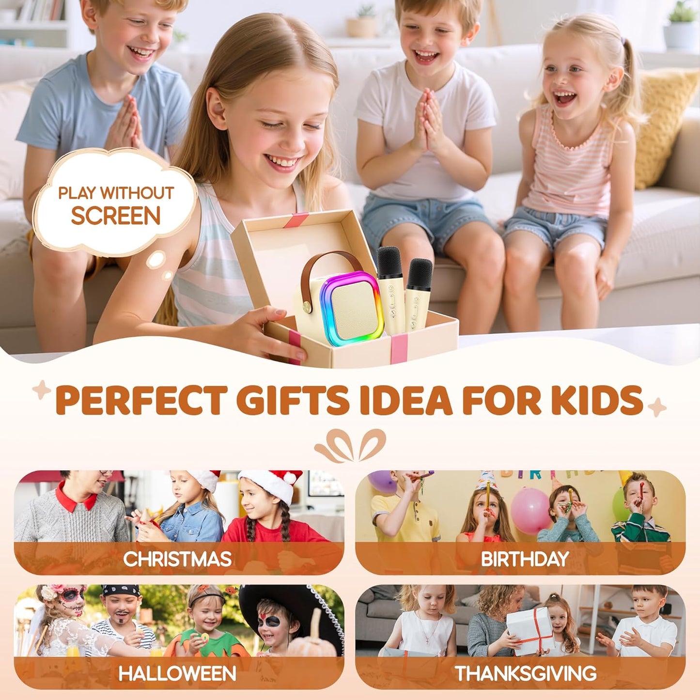 Mini Karaoke Machine for Kids, 2025 TOP Toys Christmas Birthday Gifts Ideas for Girls Ages 4, 5, 6, 7, 8, 9, 10, 12+ Years Old, Portable MP3 Player with 2 Wireless Mics for Party