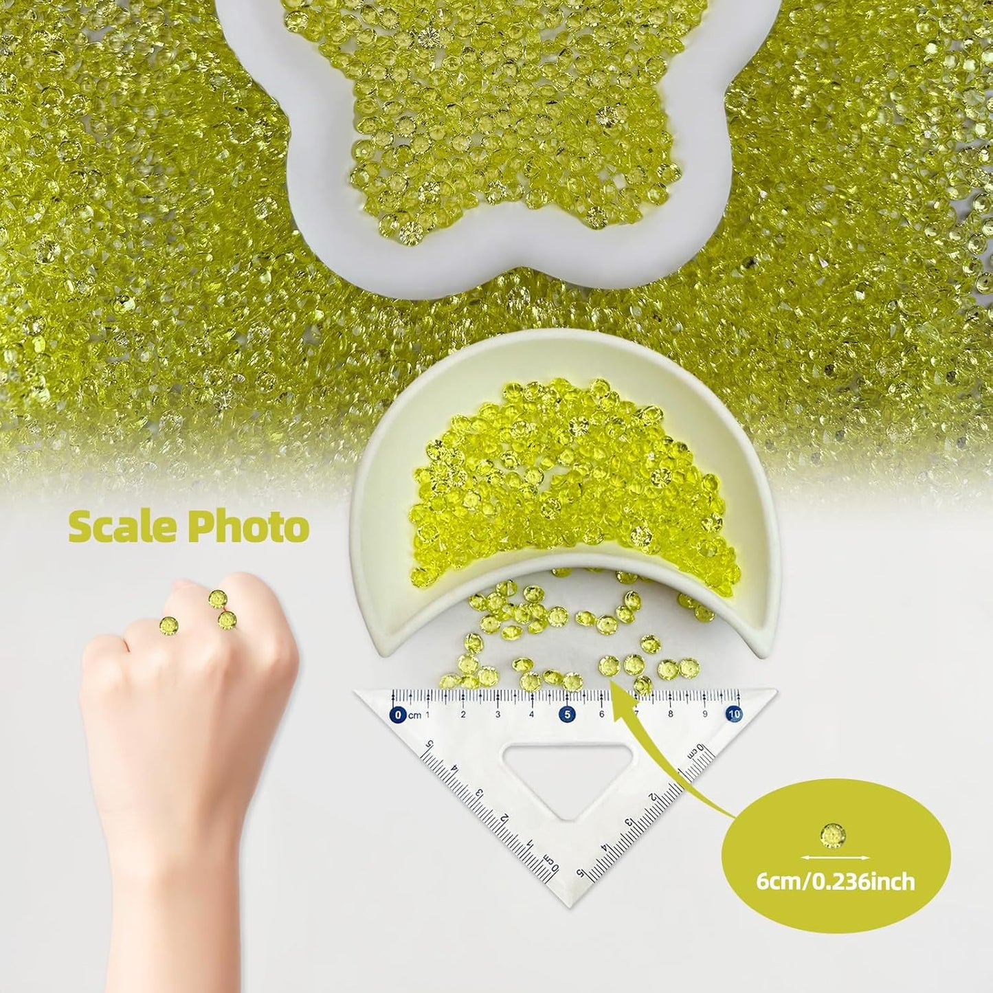 5000 pcs/Pack Wedding Table Scatter Confetti Crystals Acrylic Diamonds 6 mm Rhinestones for Wedding, Bridal Shower, Vase Beads Decorations (6mm, Light Yellow)