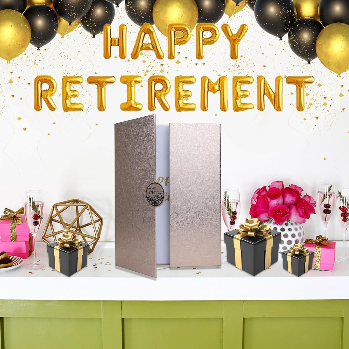 Retirement Party Decorations, Pink Retirement Guest Book Alternative, Large Retirement Card for Woman Man, Happy Retirement Gifts Signature Board Book for Retirement Farewell Party Supplies (Pink)