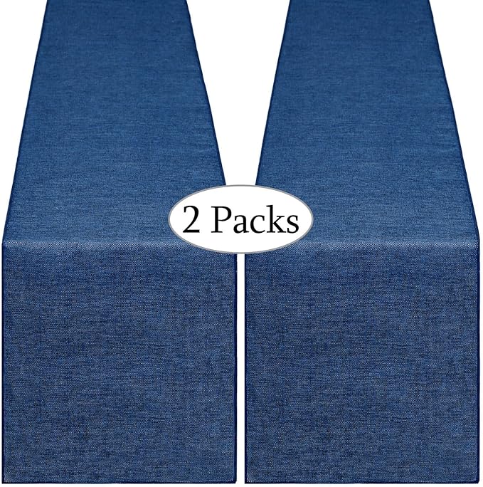 Navy Blue Table Runners 13x108 inches 2 Pieces Burlap Runner 4th of July Decorations for Home, Farmhouse, Dining Linens Decoration Independence Day