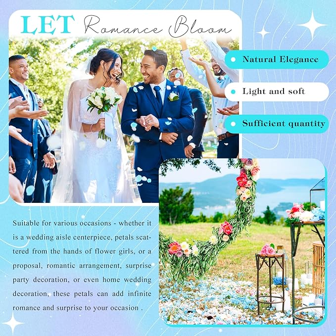 VAIPI 2500 Pieces Hydrangea Flower Petals 1.76 oz Blue White Real Nature Dried Flower Petal for Weddings, Party Flower Confetti, Valentine's Day, Flower Girl Baskets, Romantic Night, Proposal Decor