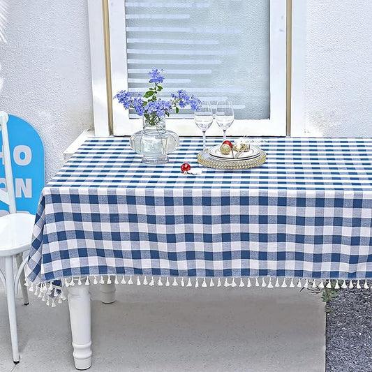 Buffalo Plaid Tablecloth, Gingham Table Cloth for Thanksgiving Christmas Kitchen Restaurant Holiday Indoor Outdoor Picnic（Rectangle/Oblong, 55x120, Navy Blue