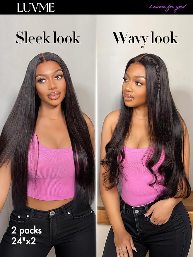 LUVME Silky Straight Seamless Clip in Hair Extensions 110g, 16 Inch Natural Black, 100% Real Remy Human Hair, Soft Full Volume, Easy Clip Ins for Daily Wear, Work, Parties & Weddings