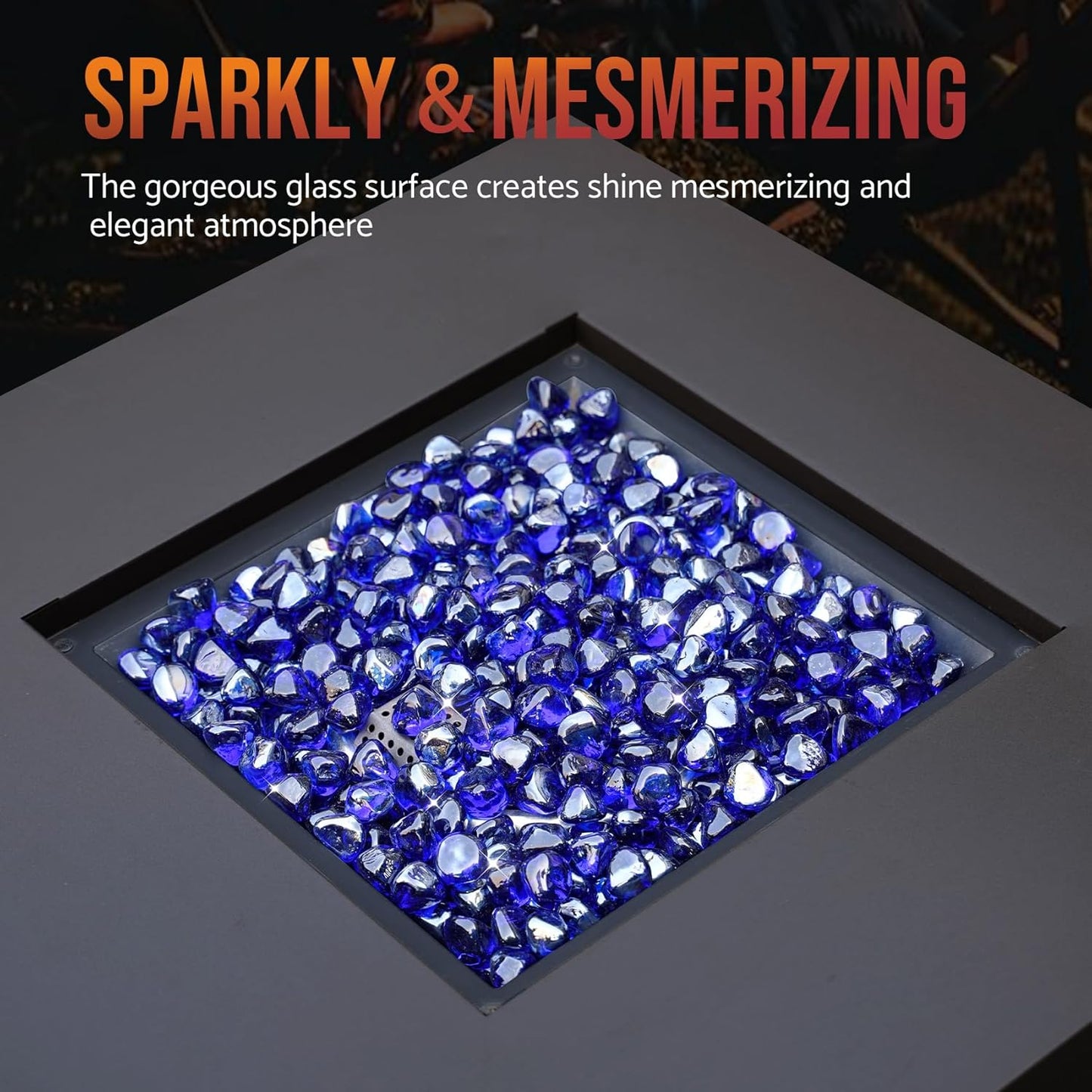 Skyflame 10-Pound Fire Glass Diamonds for Fire Pit Fireplace Landscaping, 1/2 Inch Reflective Glass Fire-Diamonds, Cobalt Blue