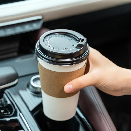 RACETOP 16 oz [100 pack] Coffee Cups with Lids and Kraft Sleeves, Disposable Paper Coffee Cups, Hot Coffee cups, Ideal for Hot Beverage