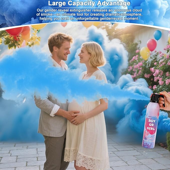 Large Gender Reveal Smoke Bombs 4 Packs, Blue Biodegradable Powder Spray for Baby Boy Reveal, Long-Lasting 10ft Smoke Effect, Unique Gender Reveal Ideas & Party Decorations