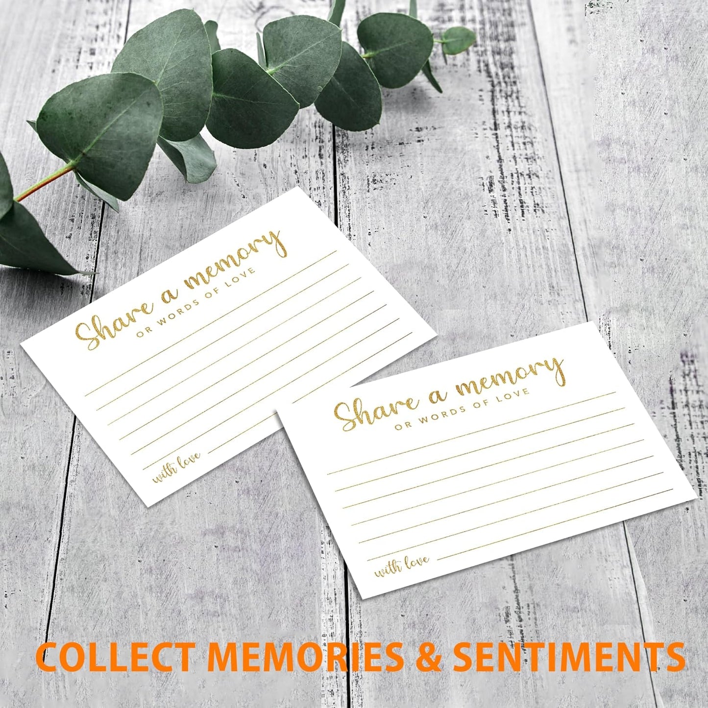 Share a Memory Cards for Celebration of Life, Graduation, Retirement, Birthdays, Guest Book Ideas, Funeral Sign In Book For Memorial Service, 4x6 Inches Set of 50 Pcs(Gold) -A10