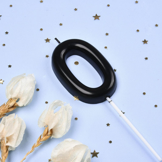 PHD CAKE 2.76 inch Classical Black 0 Number Birthday Candles, Black Number Candles, Cake Number Candles, Party Celebration