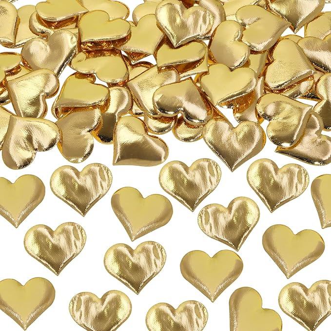 ONLYKXY 200Pcs 3.5cm Big Sponge Confetti Decor Glitter Flower Heart Shape Petals Table Decoration for Wedding Party Valentine's Day Scatter Ponge Petal Confetti (Golden)