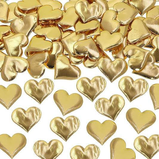 ONLYKXY 200Pcs 3.5cm Big Sponge Confetti Decor Glitter Flower Heart Shape Petals Table Decoration for Wedding Party Valentine's Day Scatter Ponge Petal Confetti (Golden)
