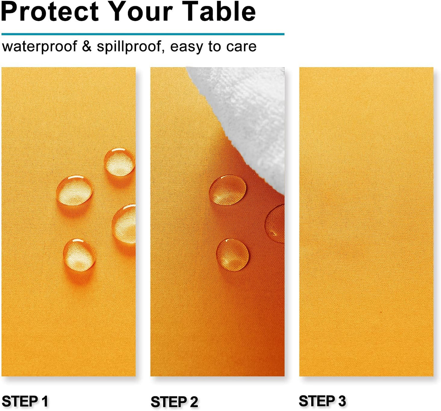 Hiasan Orange Yellow Rectangle Tablecloth - Waterproof Washable Fabric Table Cloth for Dining Party and Outdoor Use, 30 x 60 Inch