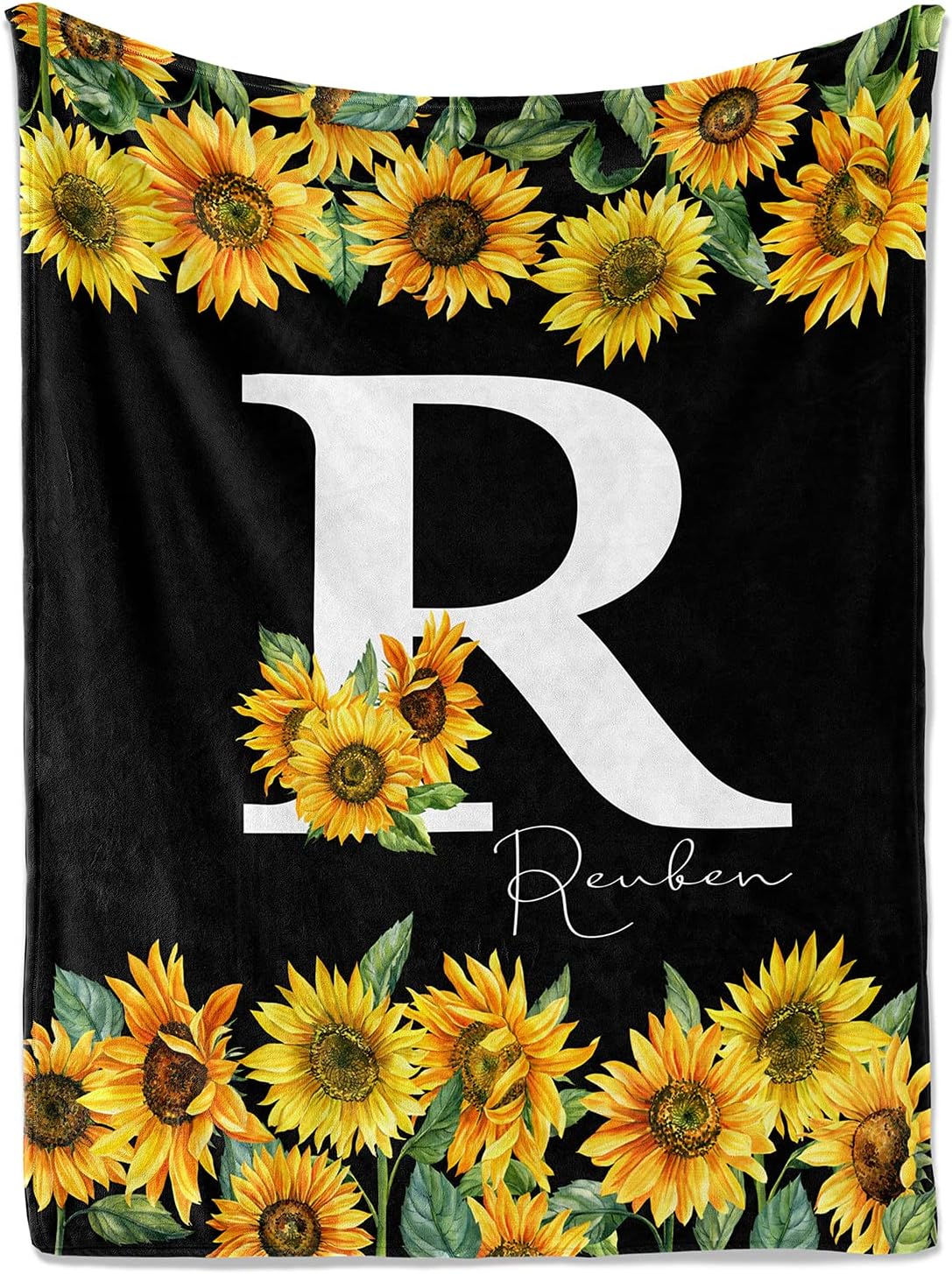 Jekeno Personalized Sunflower Blanket Custom Throw Blanket with Your Name Soft Warm Lightweight for Adults Women Gift 50"x60"