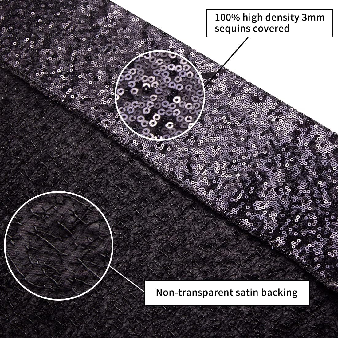 Poise3EHome Black Sequin Backdrop (6Ft x 6Ft),Thick Satin Black Sequin Photo Backdrop Curtain,Sparkly Opaque Photography Curtain Sequence Xmas Thanksgiving Backdrop for Wedding Party Decor