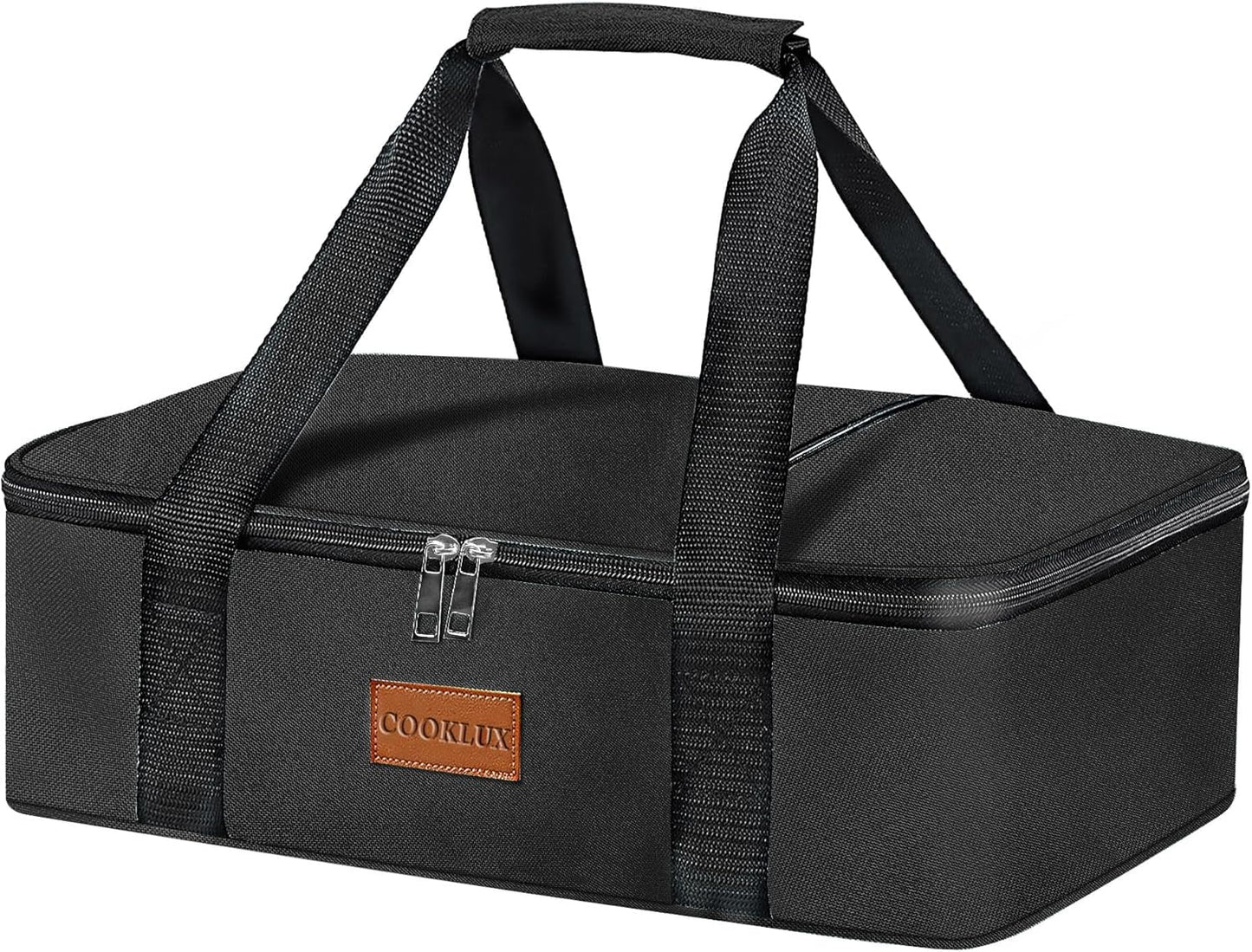 Insulated Casserole Carrier 9x13 Inch, Durable Nylon, Leak-Proof Casserole Dish Carrier, Casserole Carriers for Hot or Cold Food (Black)