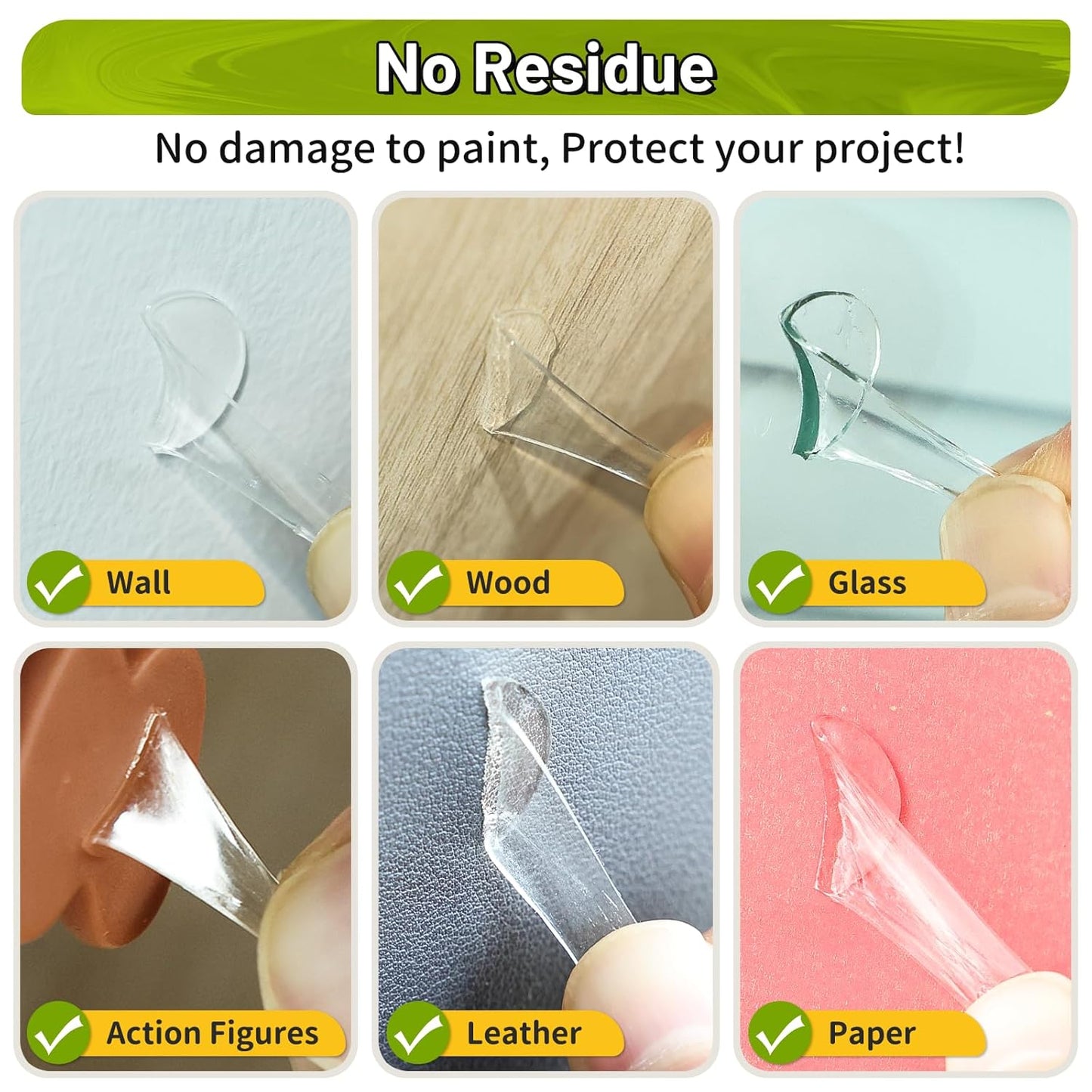 Upgraded Large Mounting Putty No Residue with Pull Tab, Double Sided Tape Adhesive Dots Clear Museum Sticky Tack, Picture Hanging Strips Fixed Decor Art Craft Party, 0.39 x 0.78 in (252 Pcs)
