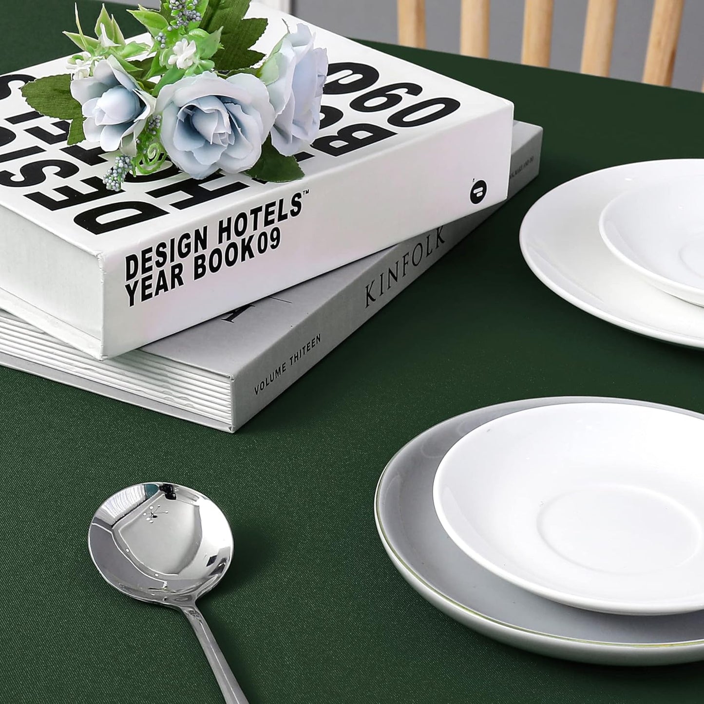 Wewoch Hunter Green Rectangle Tablecloth Wrinkle Resistant Washable Fabric Table Cloth for Dining, Kitchen, Parties, Weddings and Outdoor Use 60 Inch by 104 Inch