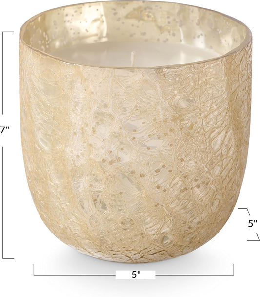 ILLUME Large Boxed Crackle Glass Candle, Winter White