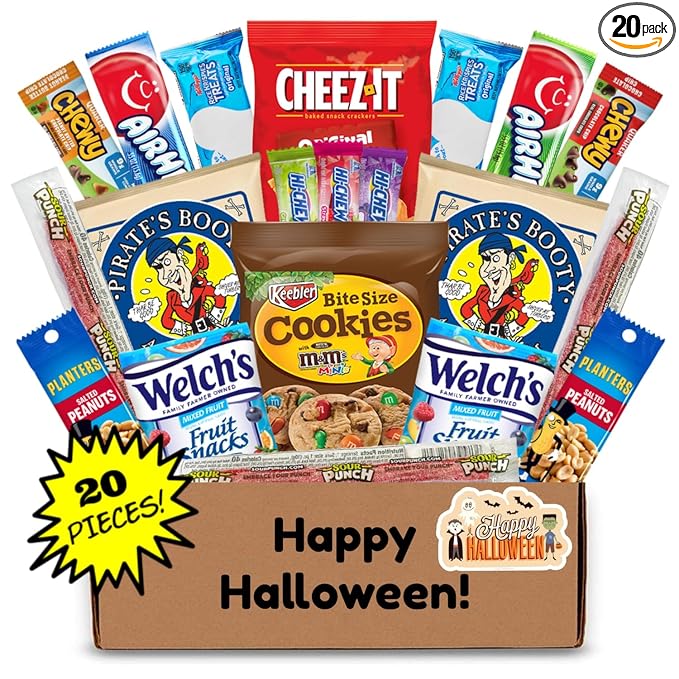 Hangry Kit Halloween Care Package Snack Box Variety Pack – 20 Count – Assorted Chips, Cookies, Candy & Crackers – Fun Spooky Design – Gift for Kids, Teens, College Students, or Office - Spooky