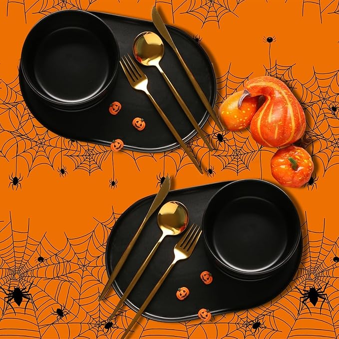 Halloween Tablecloth,2 Pack Disposable Plastic Tablecloth 54"x108" Halloween Decorations,Orange Table Cloth for Birthday Decors,Spider Web Table Cover,Party Supplies for Indoor or Outside,Home,Dinner