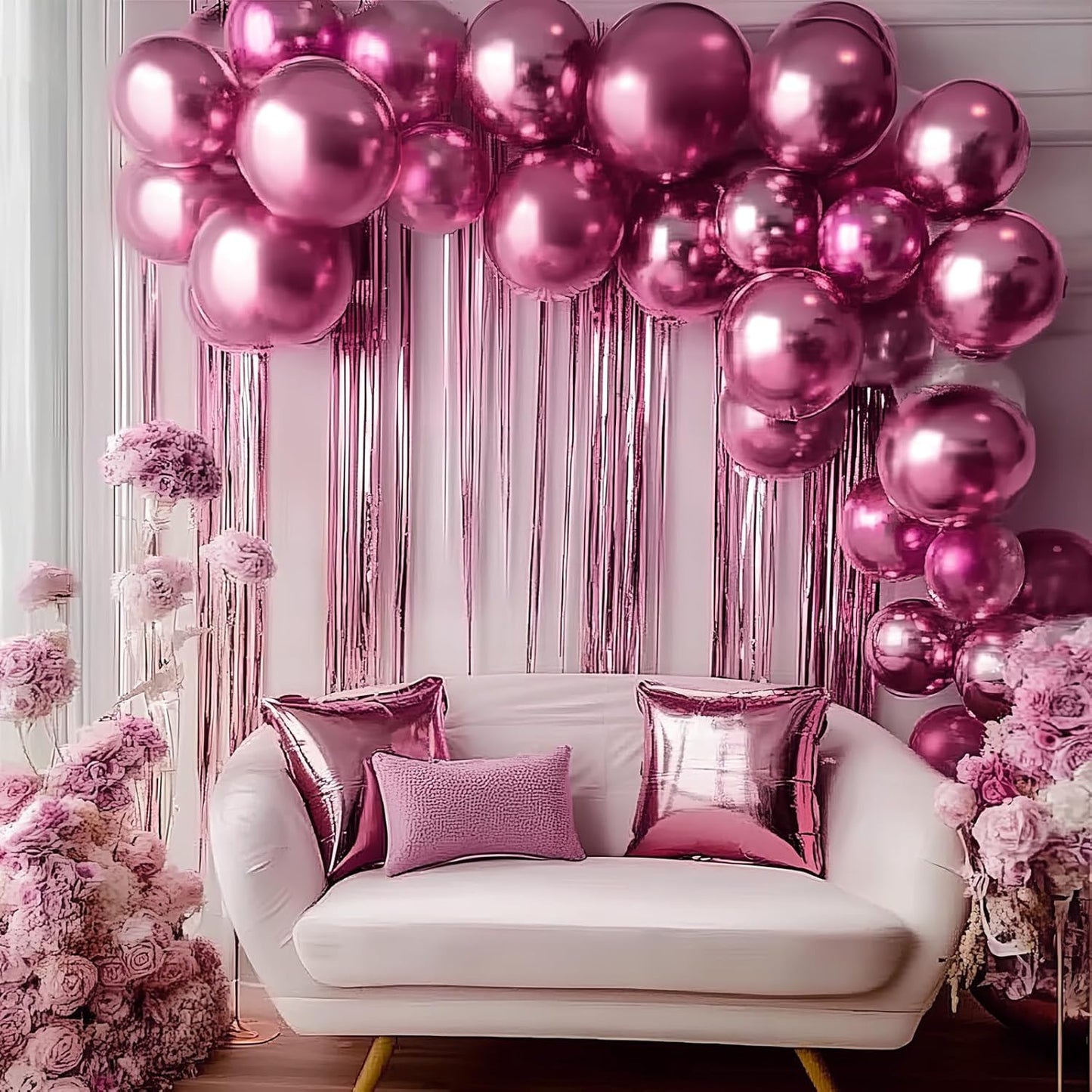 Pink Metallic Chrome Latex Balloons, 150 pcs 5 inches Round Helium Pink Metallic Chrome Balloons for Birthday Baby Shower Wedding Birthday Valentine's Day Party Decorations